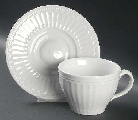 Parthenon White Flat Cup & Saucer Set