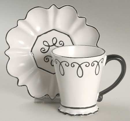Bon Bonniere Coconut Creme Footed Cup & Saucer Set