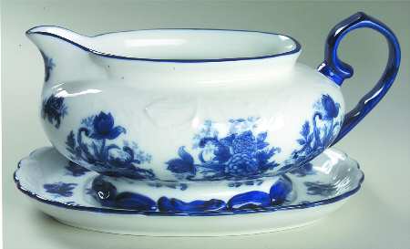 Blue And White Gravy Boat & Underplate