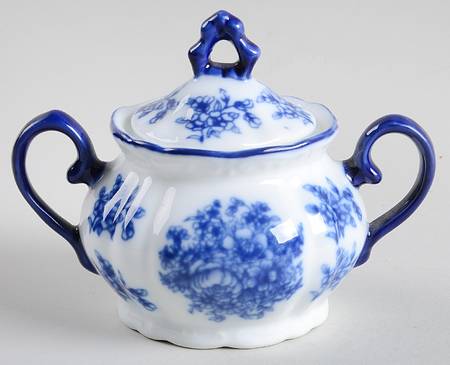 Blue And White Sugar Bowl & Lid