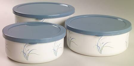 Coastal Breeze (Corelle) (3 Piece) Metal Bowl W/Plastic Lids (5", 6", 7")