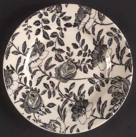 Black Peony Bread & Butter Plate