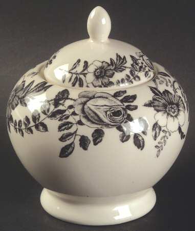 Black Peony Sugar Bowl & Lid