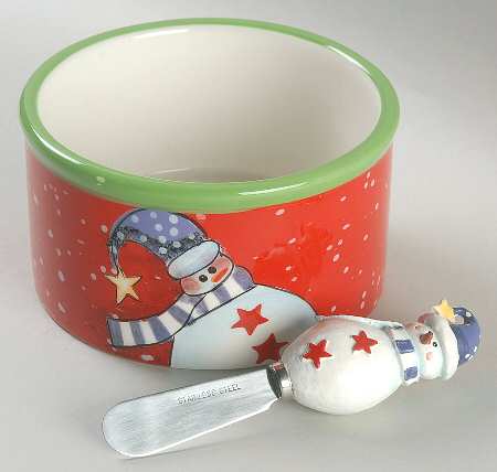 Charlie's Snowmen Dip Bowl & Spreader Set