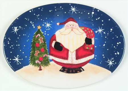 Snowball Santa Flat Cake Plate/Cheese Plate
