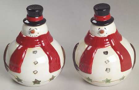 Snowball Snowman Figural Salt & Pepper Set