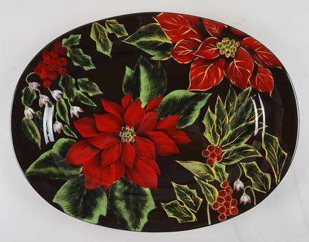 Poinsettia 16" Oval Serving Platter