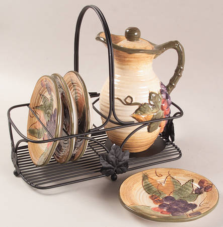 Tuscany (7 Pc) Oil Set (Oil&Lid,4 Dip Plates & Metal Std)