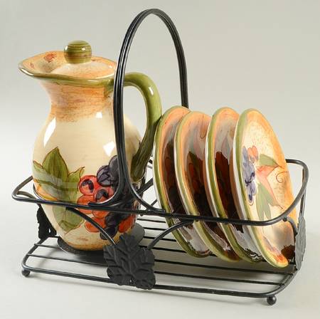 Tuscany (7 Pc) Oil Set (Oil&Lid,4 Dip Plates & Metal Std)