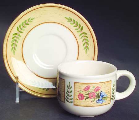 Floral Pastures Flat Demitasse Cup & Saucer Set