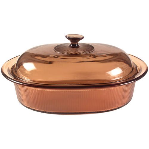 Visions Amber 4 Quart Roaster & Glass Lid