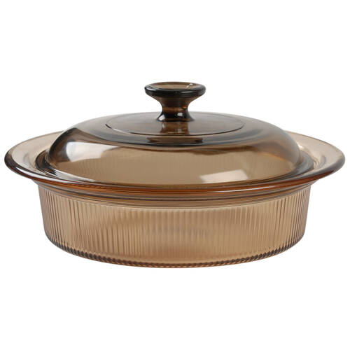 Visions Amber 1.5 Qt Round Covered Casserole