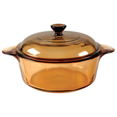 Visions Amber 1.25 Qt Round Covered Casserole
