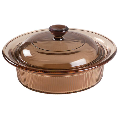 Visions Amber 24 Oz Rd Oven/Microwave Casserole & Lid