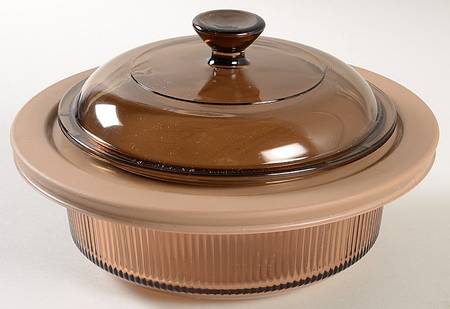 Visions Amber 24oz Rd Oven/Micrwave Casserole W/Lid&Plastic Cove