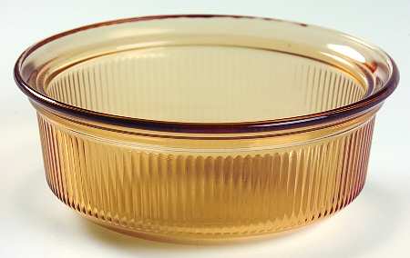 Visions Amber 1 Pt Round Casserole No Plastic Lid