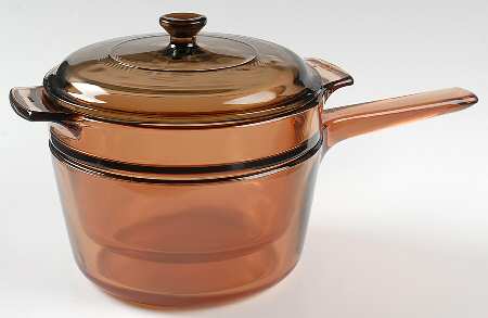 Visions Amber 1.5 Qt Double Boiler/Saucepan & Insert w/Gls Lid