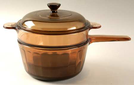 Visions Amber 1.5 Qt Double Boiler/Saucepan & Insert w/Gls Lid