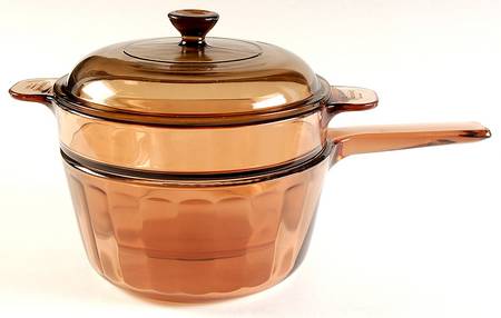 Visions Amber 1.5 Qt Double Boiler/Saucepan & Insert w/Gls Lid