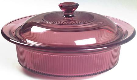 Visions Cranberry 1 Qt Rd Oven/Micrwave Casserole & Lid