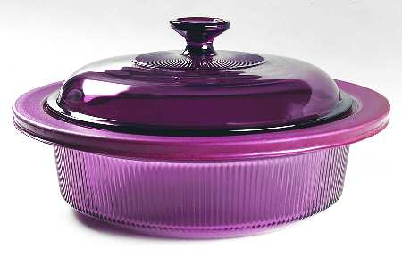 Visions Cranberry 2.5 Qt Round Casserole with Glass & Plastic Lids