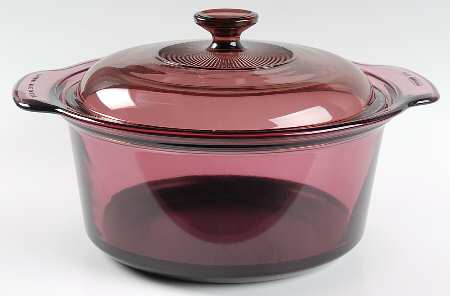 Visions Cranberry 3.5 Qt Non Stick Round Covered Casserole