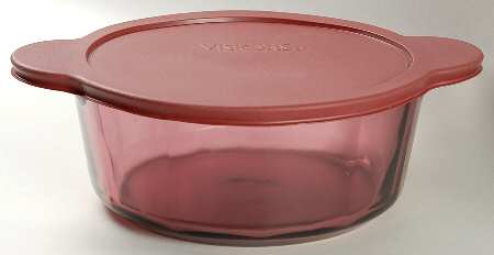Visions Cranberry 2.5 Qt Round Tab Handle Covered Casserole
