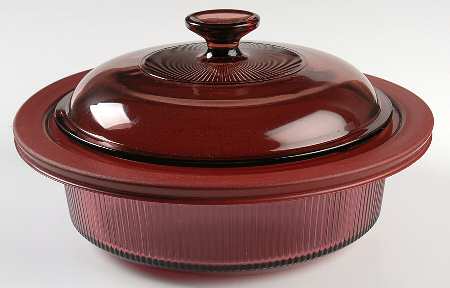 Visions Cranberry 1.5 Qt Rd Covered Casserole w/Glass& Plastic Lids