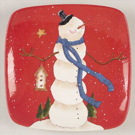 Hilltop Snowman 13" Square Serving Platter