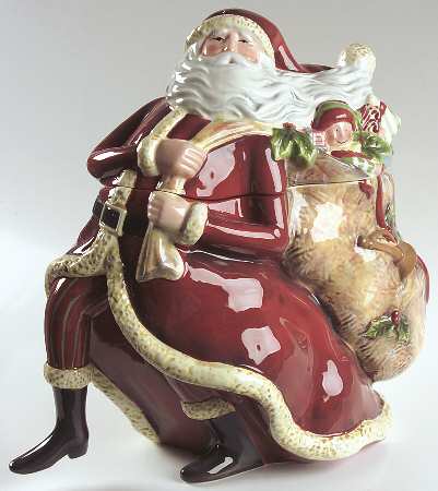 Enchanted Santa Figural Cookie Jar & Lid