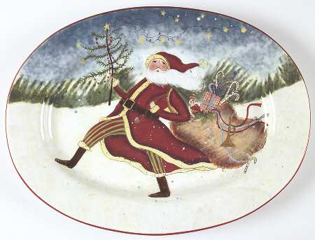 Enchanted Santa 16" Oval Serving Platter