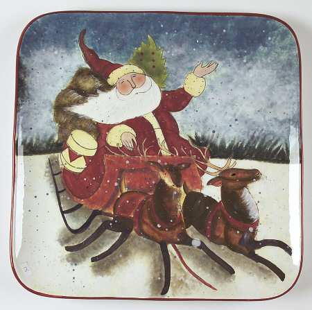 Enchanted Santa 16" Square Serving Platter