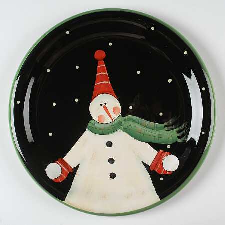 Juggling Snowman 12" Chop Plate (Round Platter)