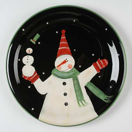 Juggling Snowman 12" Chop Plate (Round Platter)
