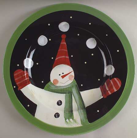 Juggling Snowman 16" Chop Plate (Round Platter)