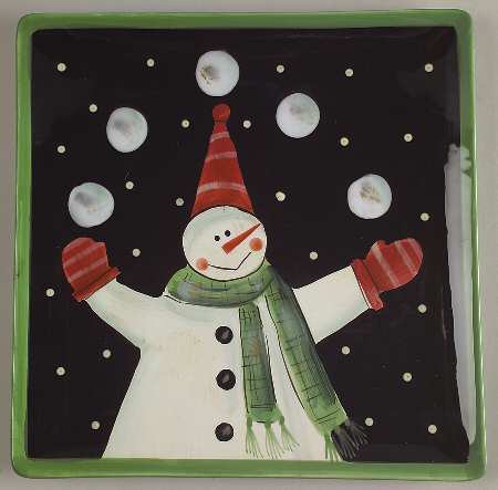 Juggling Snowman Salad/Dessert Plate