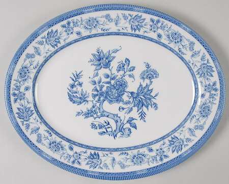 Indian Tree Blue 12" Oval Serving Platter