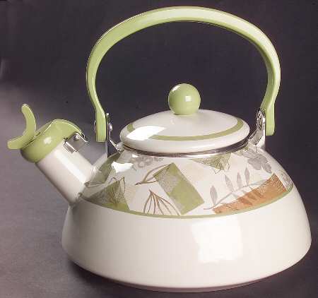 Textured Leaves (Corelle) Metal Whistler Kettle & Lid