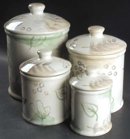 Textured Leaves (Corelle) (4 Piece) Canister Set (Box Set)