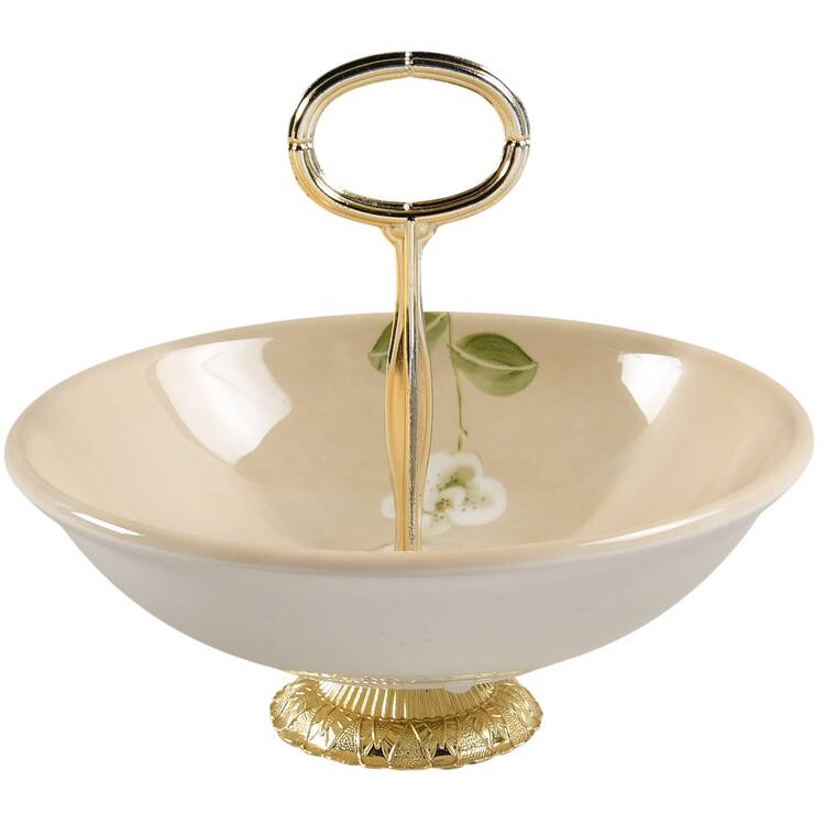 Orchid 6"-7" Handled Footed Nut Dish HC