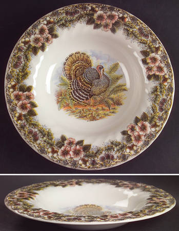 Thanksgiving Multicolor (Made in England) Rim Soup Bowl