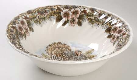 Thanksgiving Multicolor (Made in England) 9" Round Vegetable Bowl