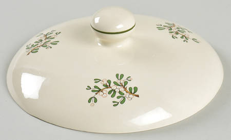 Christmas Tree (Narrow Green Band, Cream, Newer) Lid for 2 Qt Round Covered Casserole