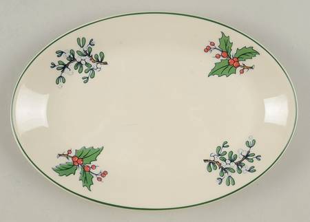 Christmas Tree (Narrow Green Band, Cream, Newer) Relish/Gravy Underplate