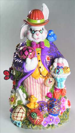 Bunny Trails (Dapper Hare) Figural Cookie Jar & Lid