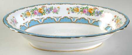 Lyric Tunis Blue (Flat Rim) 10" Oval Vegetable Bowl