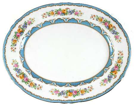 Lyric Tunis Blue (Flat Rim) 13" Oval Serving Platter