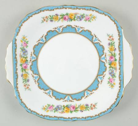 Lyric Tunis Blue (Flat Rim) Square Handled Cake Plate