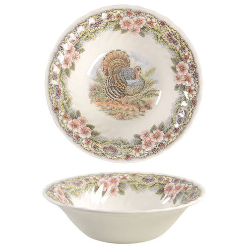 Thanksgiving Multicolor (Non-England) 9" Round Vegetable Bowl