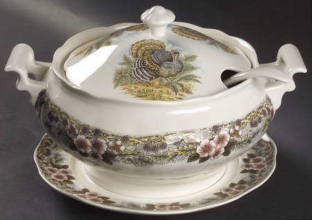 Thanksgiving Multicolor (Non-England) Tureen & Lid w/Ladle & Underplate